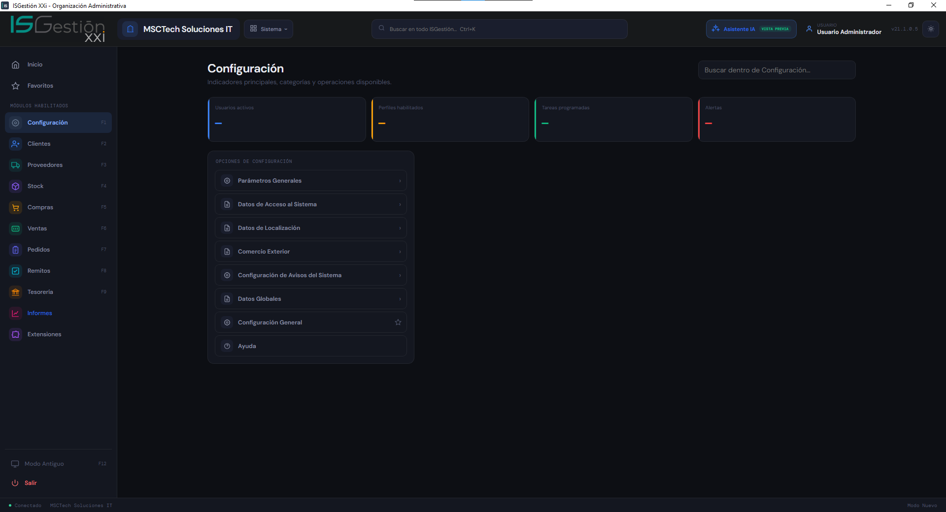 Panel de Configuración